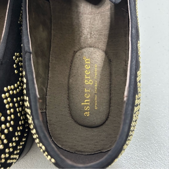Asher Green Black Gold Studded Smoking Dress Loafers Size 13 Suede Leather main image 12